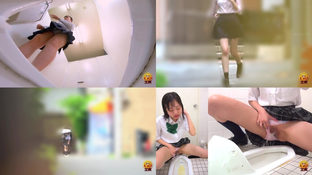 EE-793- Sudden urination urge on the way to school-schoolgirls rushing to the toilet with pre-pee...