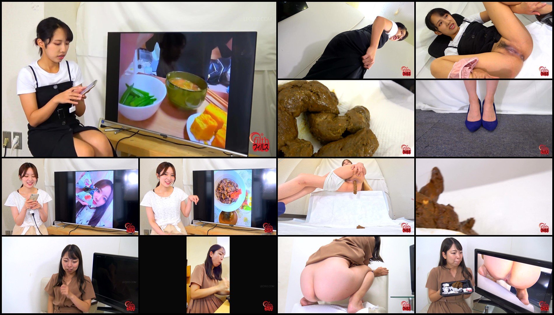 FF-642-Food and poop review on screen with embarrassed girls sc05
