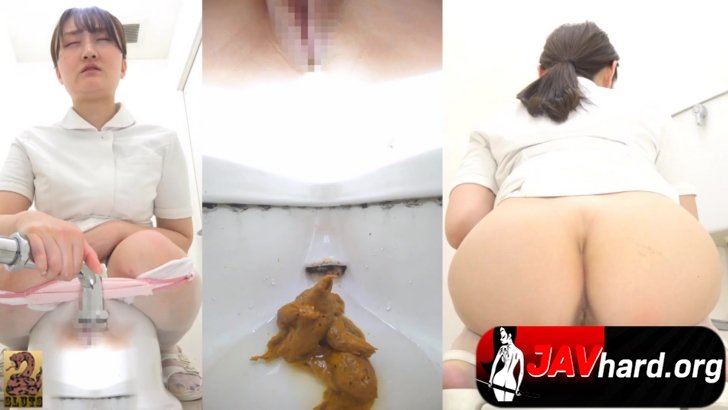 SR085-Front and back full body shots of babes in uniforms farting and pooping inside the toilet  VOL  3 sc03