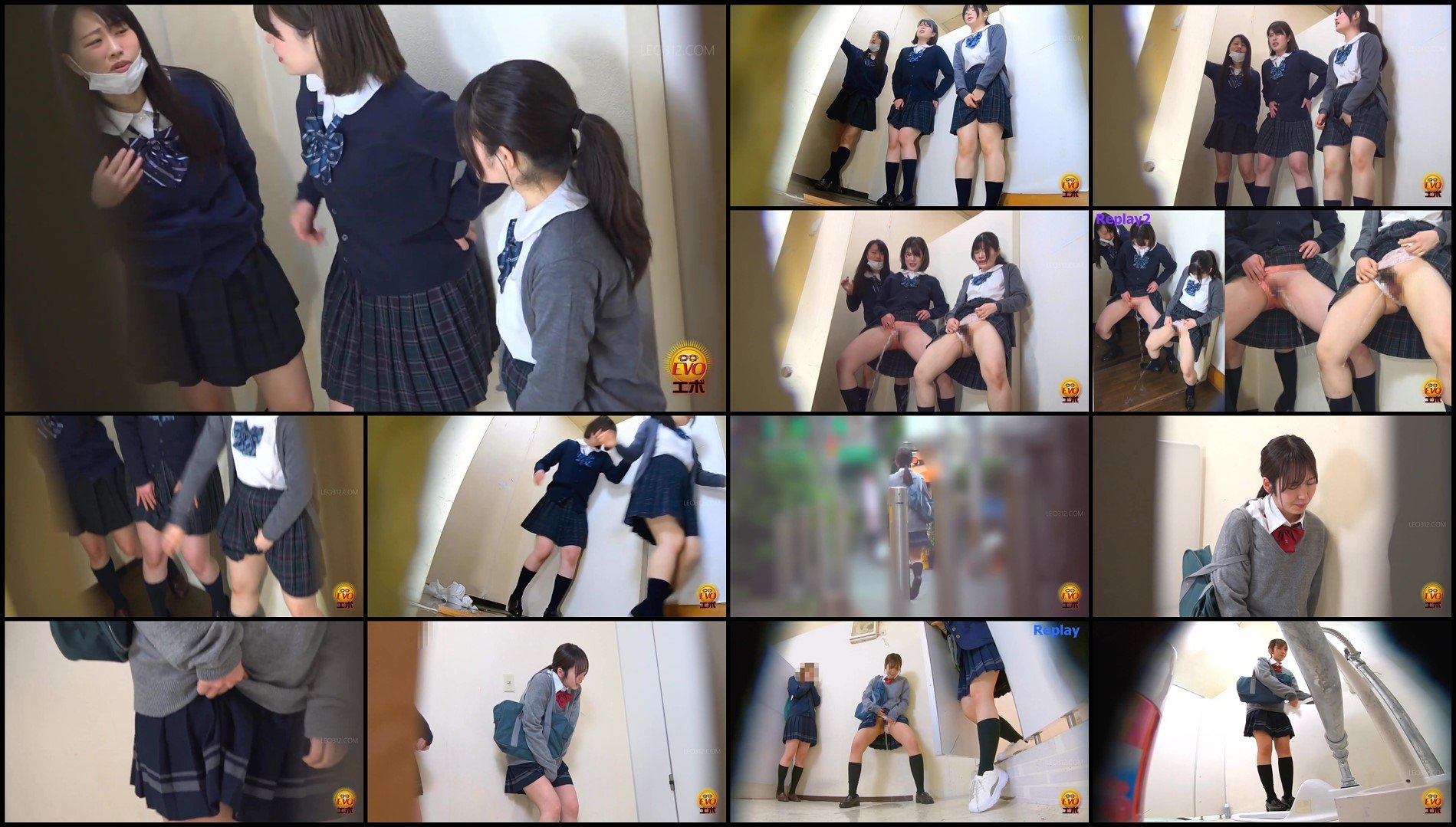 EE-706 -Pee emergency by schoolgirls in line in front of the toilet sc02